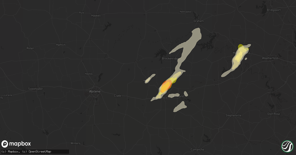 Hail map in Moran, TX on May 26, 2025