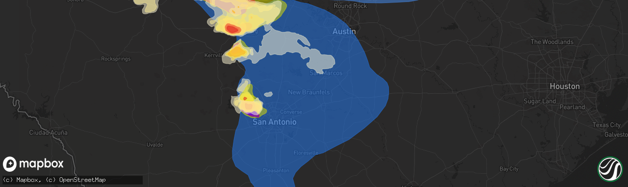 Hail map in New Braunfels, TX on May 26, 2025