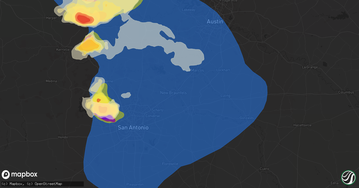 Hail map in New Braunfels, TX on May 26, 2025