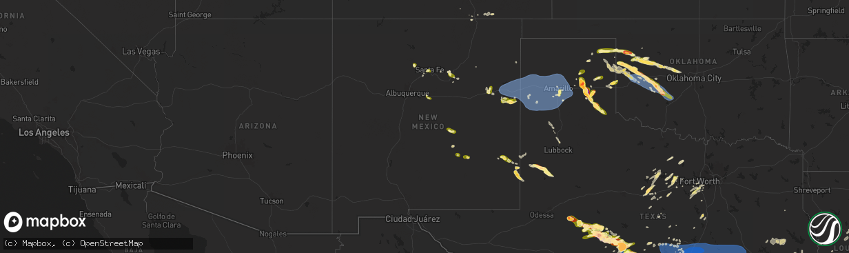 Hail map in New Mexico on May 26, 2025