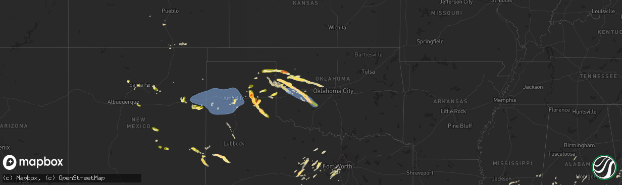 Hail map in Oklahoma on May 26, 2025