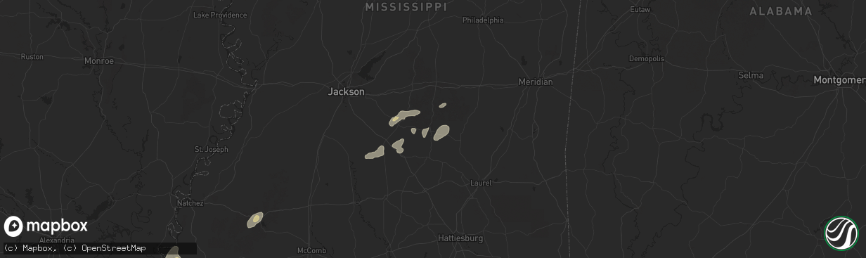 Hail map in Raleigh, MS on May 26, 2025
