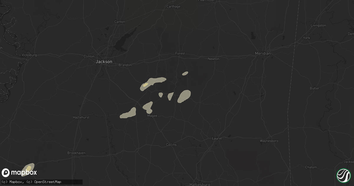 Hail map in Raleigh, MS on May 26, 2025