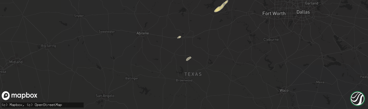Hail map in Rising Star, TX on May 26, 2025