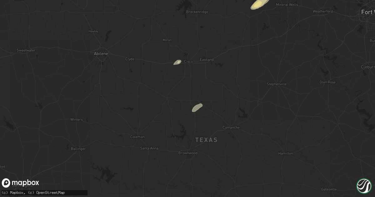 Hail map in Rising Star, TX on May 26, 2025
