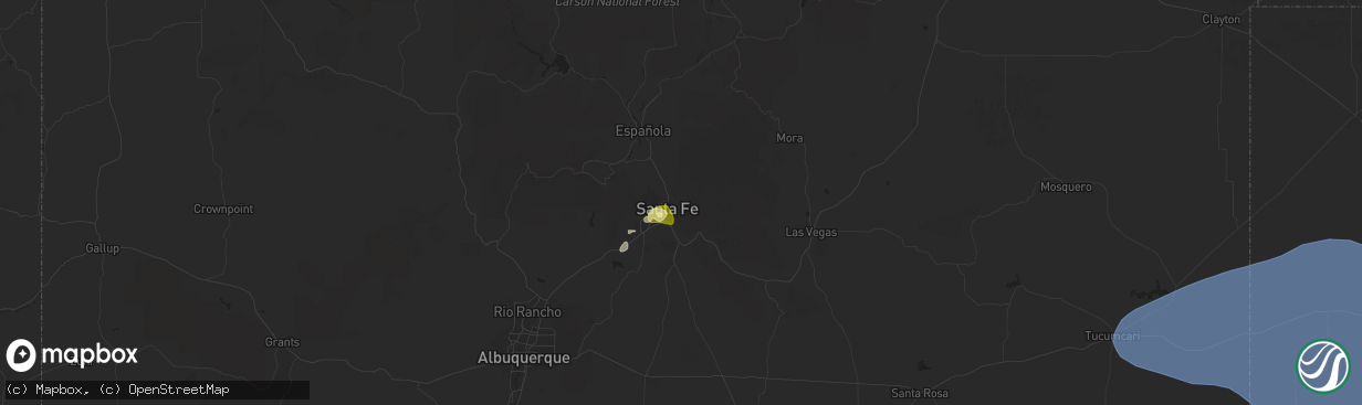 Hail map in Santa Fe, NM on May 26, 2025