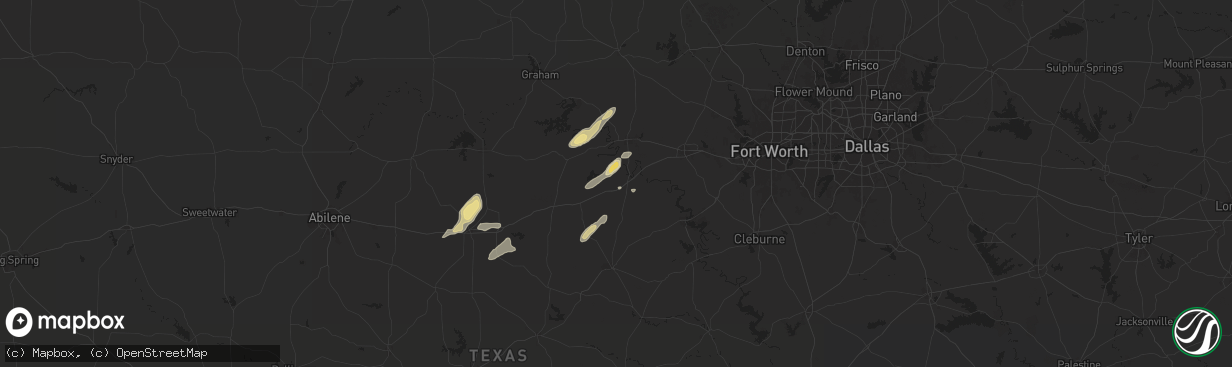Hail map in Santo, TX on May 26, 2025