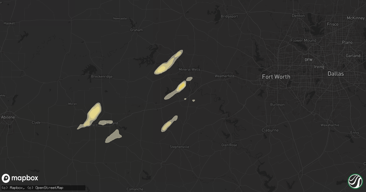 Hail map in Santo, TX on May 26, 2025