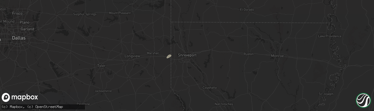 Hail map in Shreveport, LA on May 26, 2025