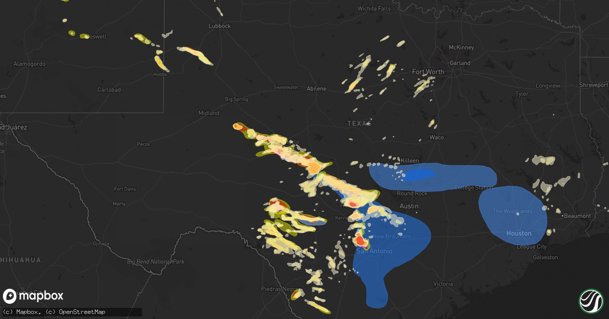 Hail map in Texas on May 26, 2025