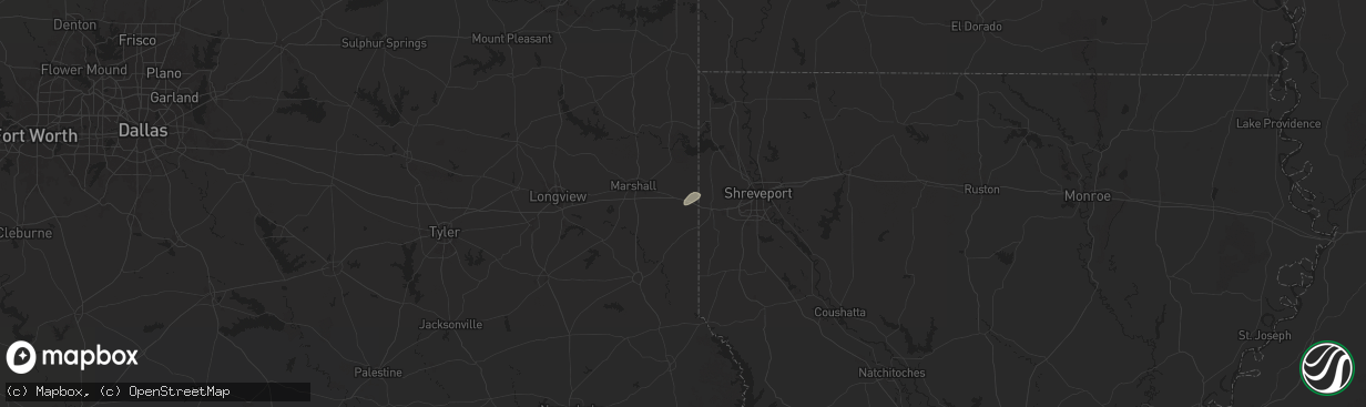 Hail map in Waskom, TX on May 26, 2025