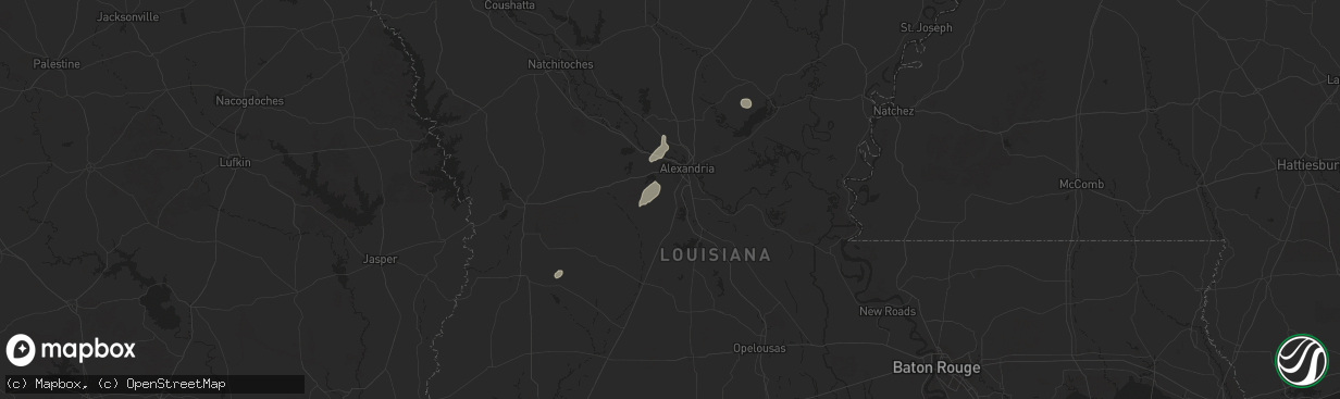 Hail map in Woodworth, LA on May 26, 2025