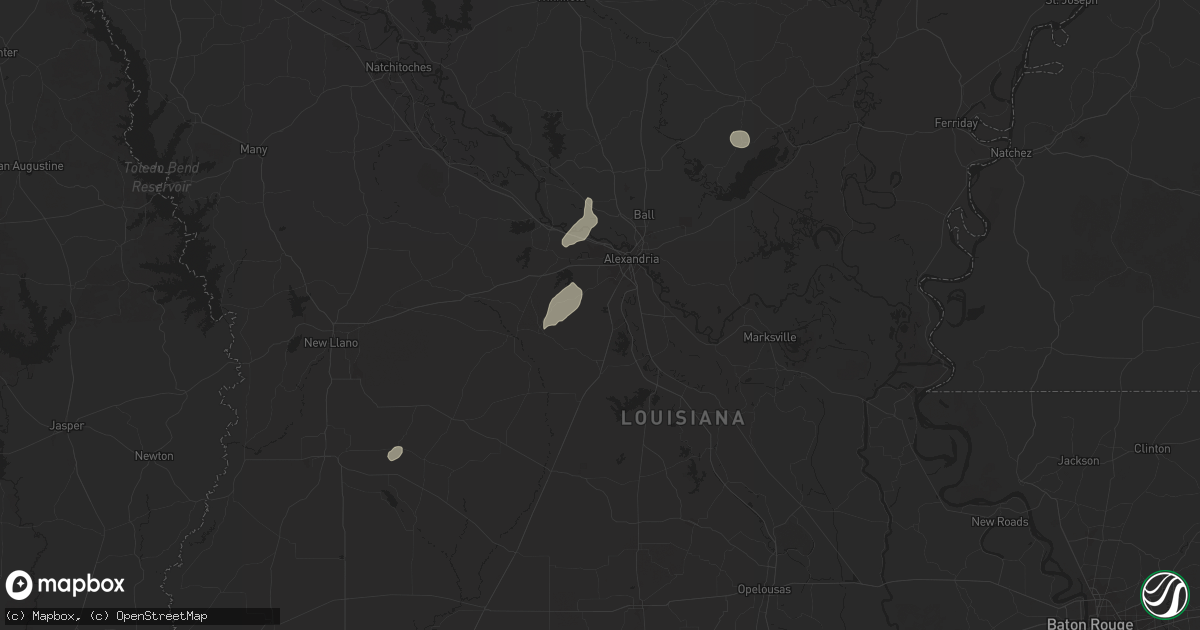 Hail map in Woodworth, LA on May 26, 2025