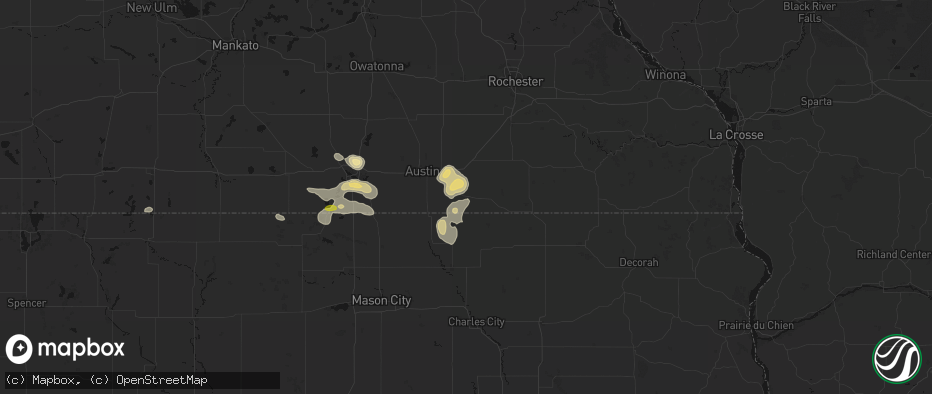 Hail map in Adams, MN on May 26, 2026