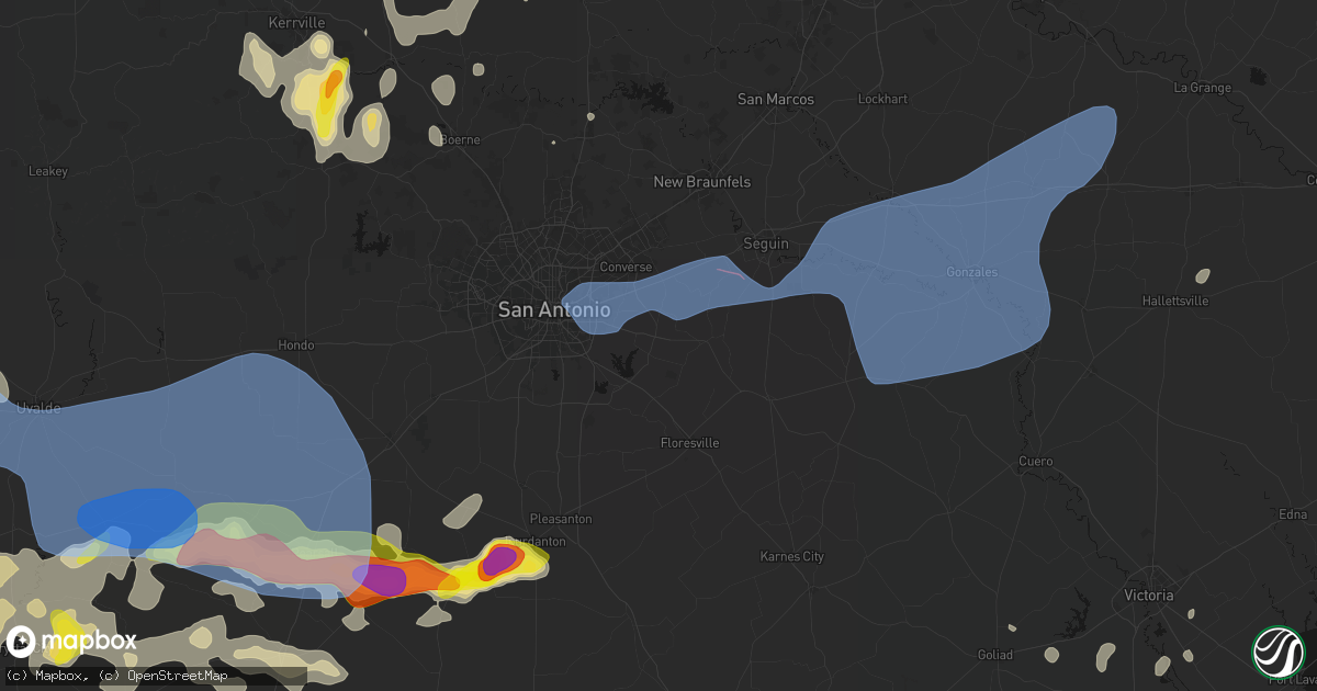 Hail map in Adkins, TX on May 26, 2026