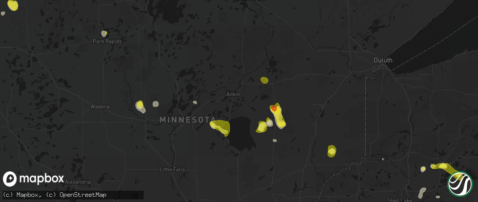 Hail map in Aitkin, MN on May 26, 2026