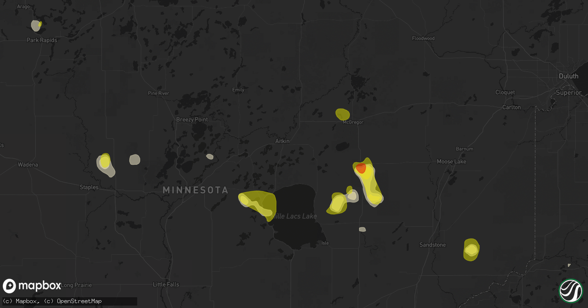 Hail map in Aitkin, MN on May 26, 2026