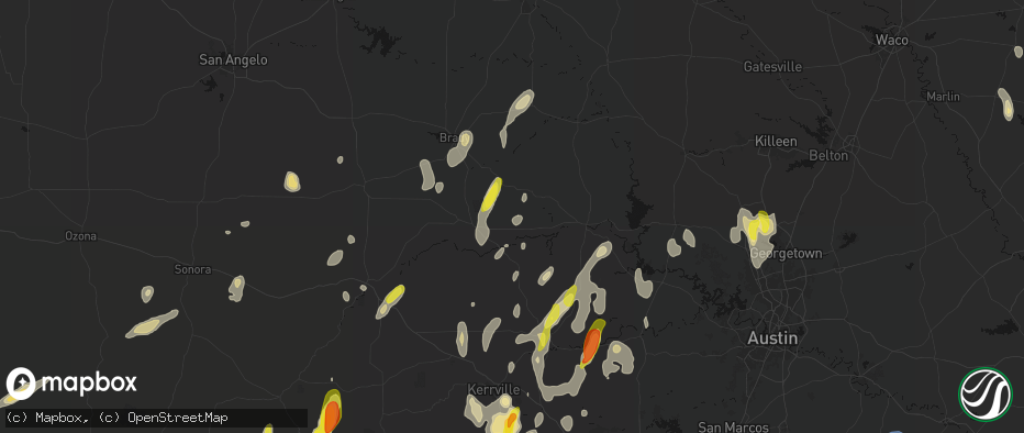 Hail map in Art, TX on May 26, 2026