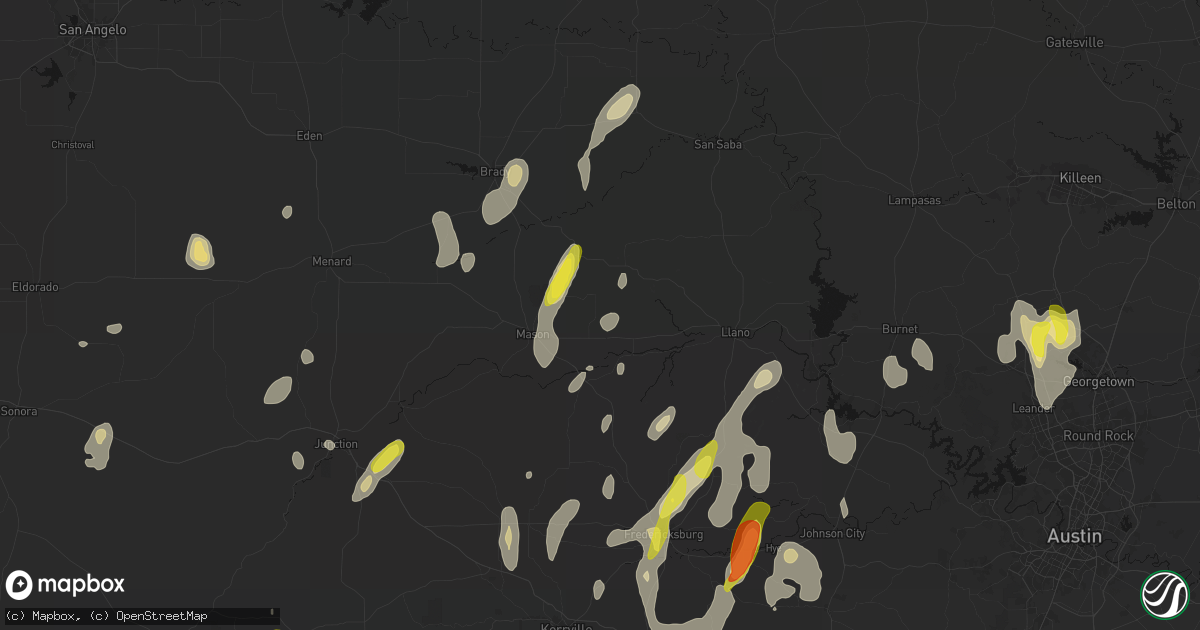 Hail map in Art, TX on May 26, 2026