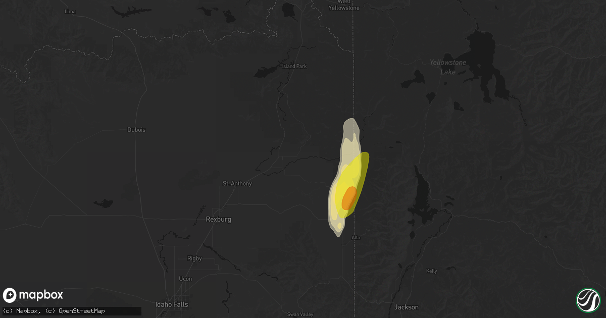 Hail map in Ashton, ID on May 26, 2026
