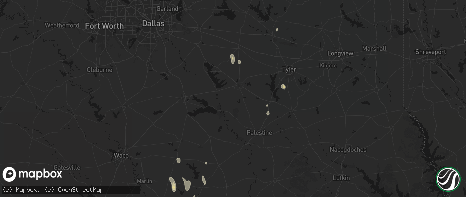 Hail map in Athens, TX on May 26, 2026
