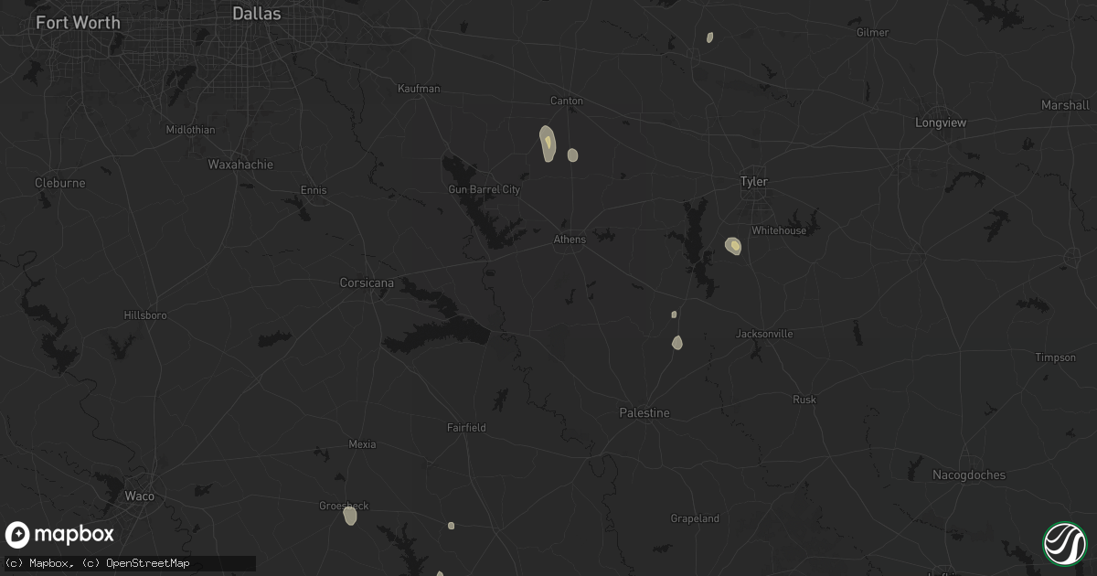 Hail map in Athens, TX on May 26, 2026
