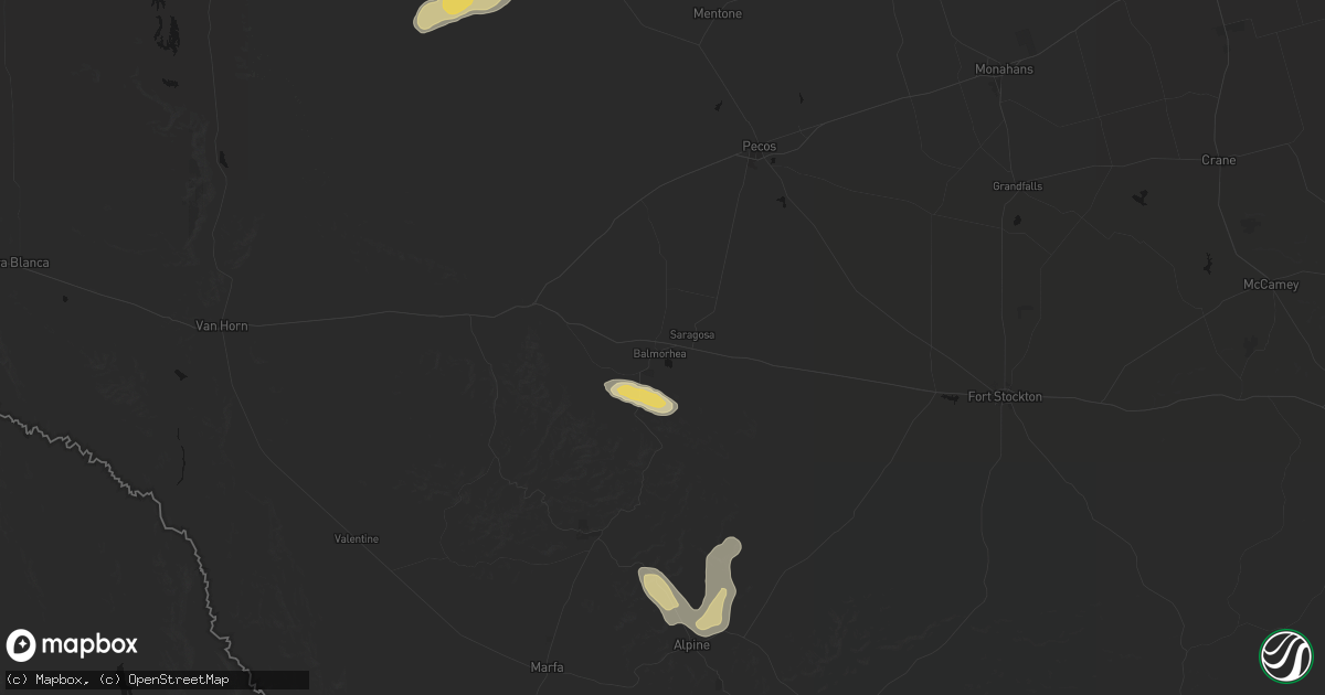 Hail map in Balmorhea, TX on May 26, 2026
