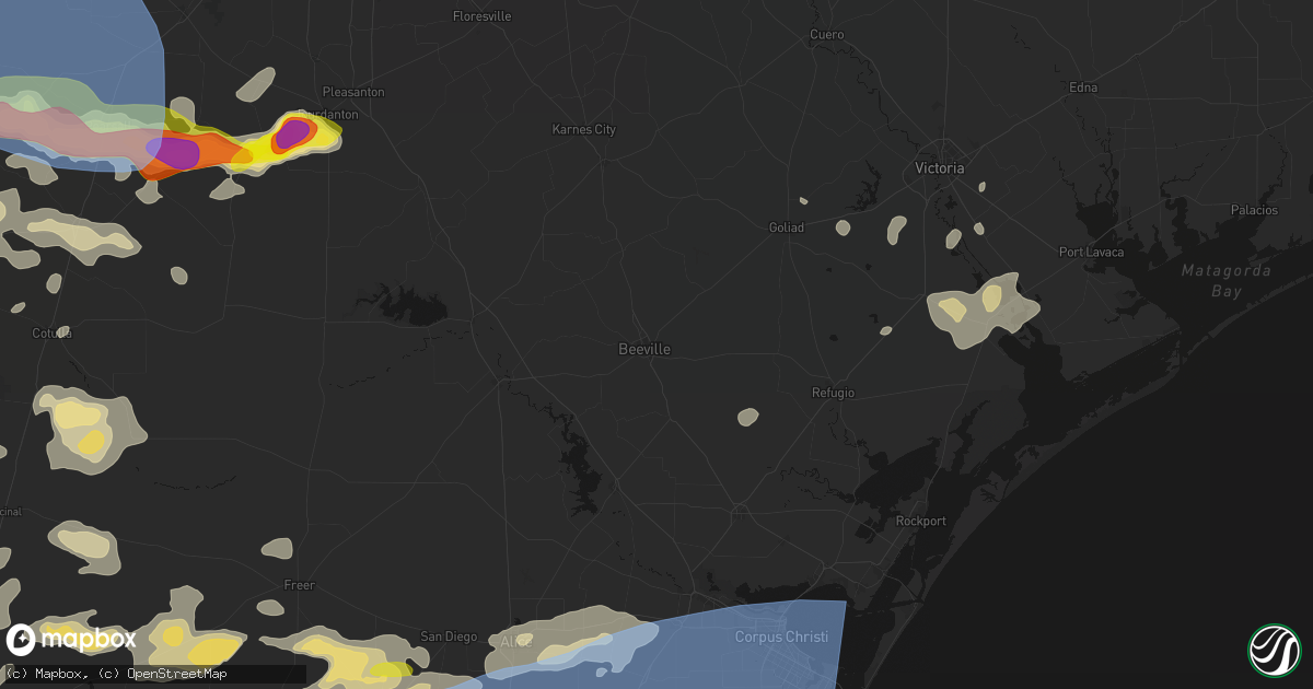 Hail map in Beeville, TX on May 26, 2026