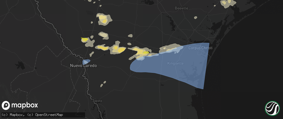 Hail map in Benavides, TX on May 26, 2026