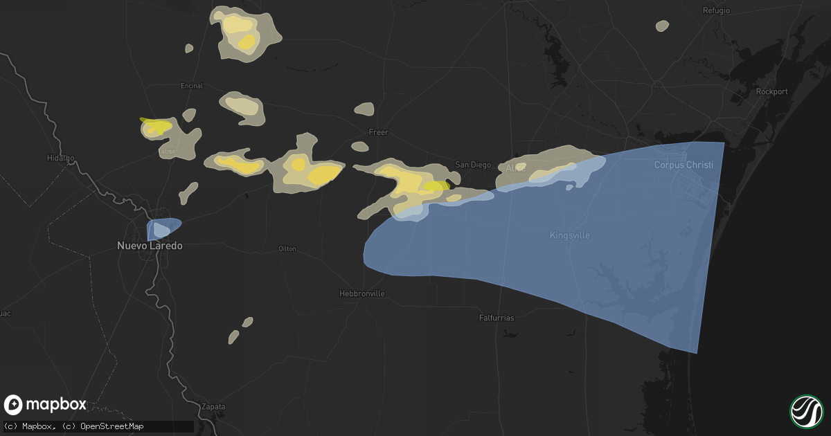 Hail map in Benavides, TX on May 26, 2026