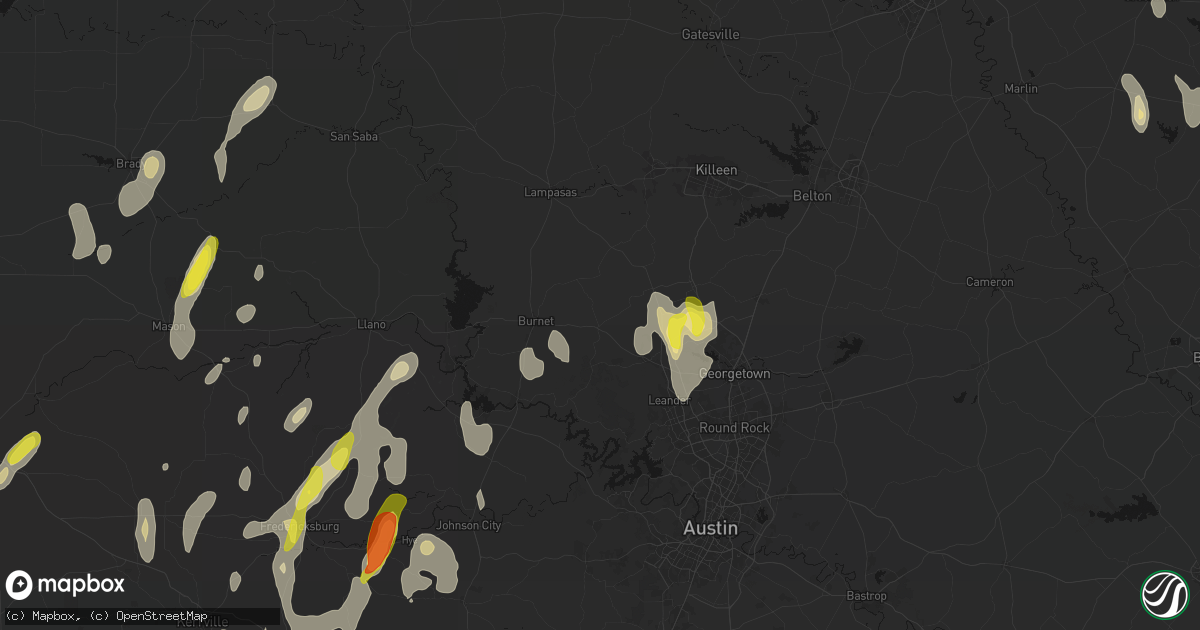 Hail map in Bertram, TX on May 26, 2026