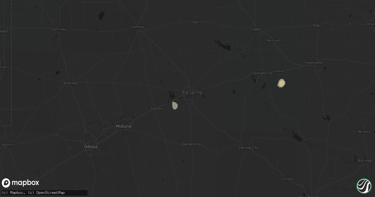 Hail map in Big Spring, TX on May 26, 2026