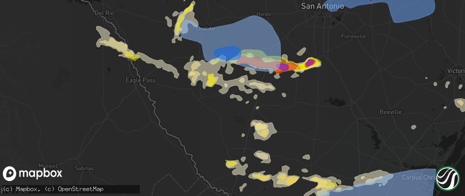 Hail map in Big Wells, TX on May 26, 2026