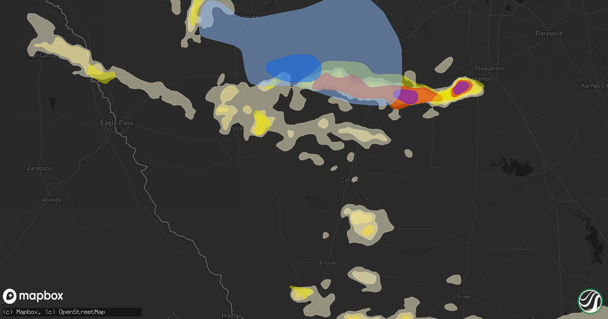 Hail map in Big Wells, TX on May 26, 2026
