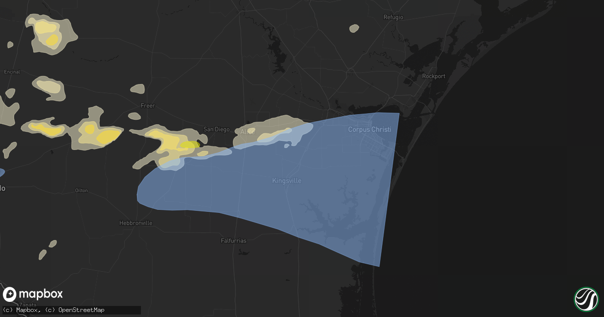 Hail map in Bishop, TX on May 26, 2026