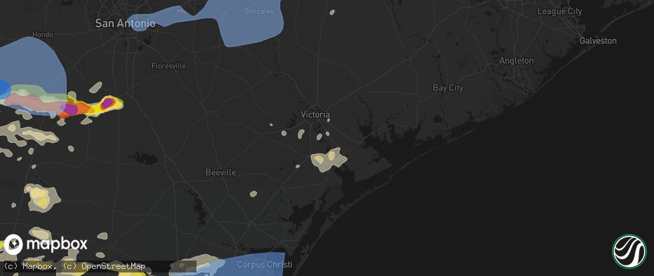 Hail map in Bloomington, TX on May 26, 2026