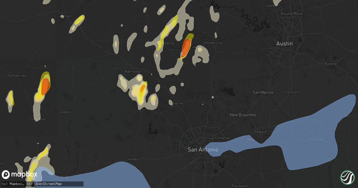 Hail map in Boerne, TX on May 26, 2026