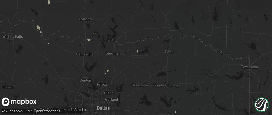 Hail map in Bonham, TX on May 26, 2026