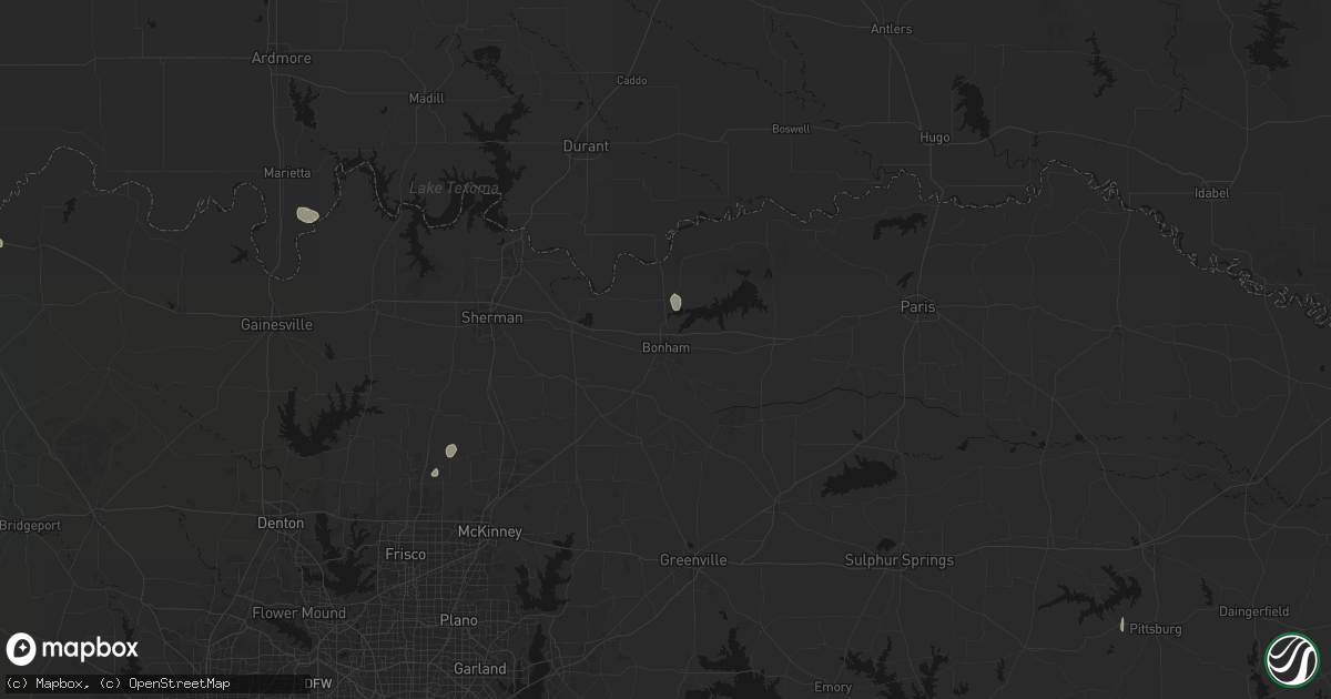 Hail map in Bonham, TX on May 26, 2026