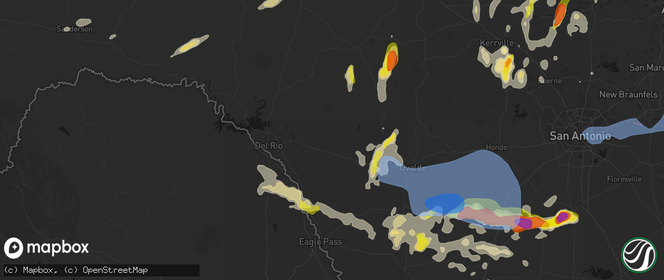 Hail map in Brackettville, TX on May 26, 2026