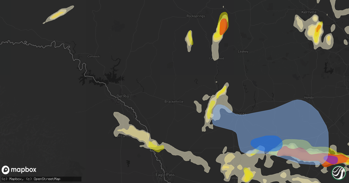 Hail map in Brackettville, TX on May 26, 2026