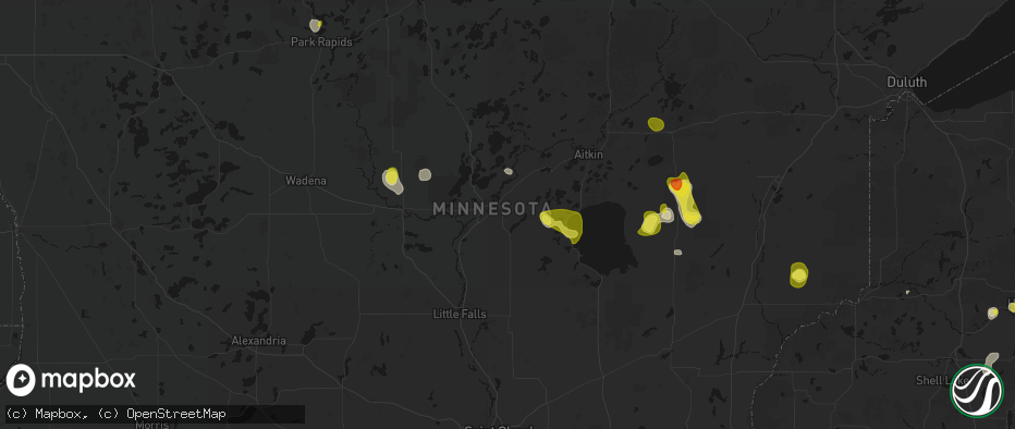 Hail map in Brainerd, MN on May 26, 2026
