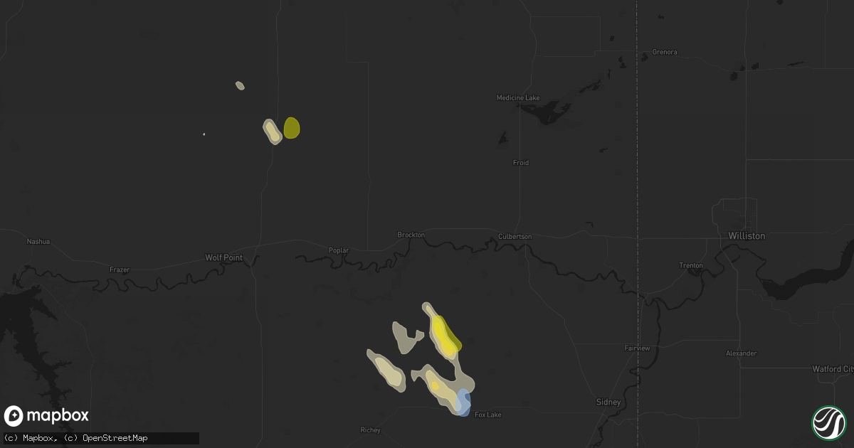 Hail map in Brockton, MT on May 26, 2026