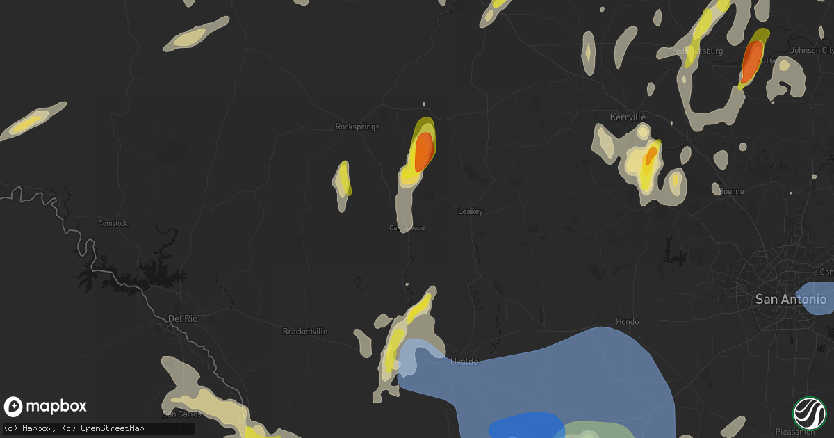 Hail map in Camp Wood, TX on May 26, 2026