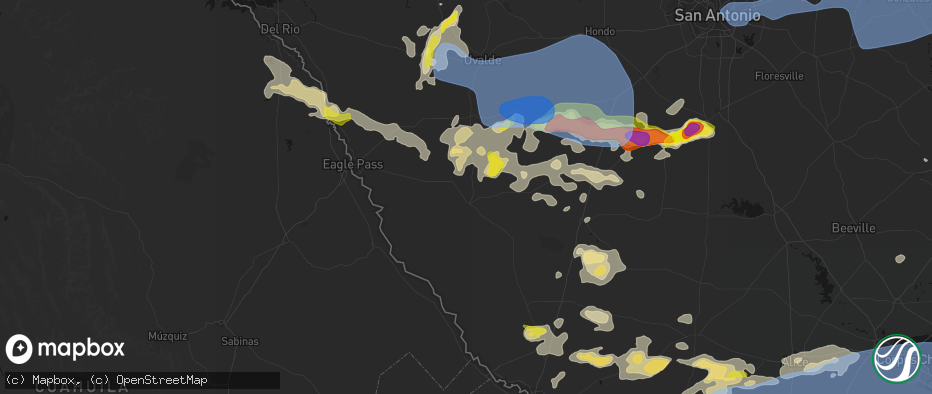 Hail map in Carrizo Springs, TX on May 26, 2026