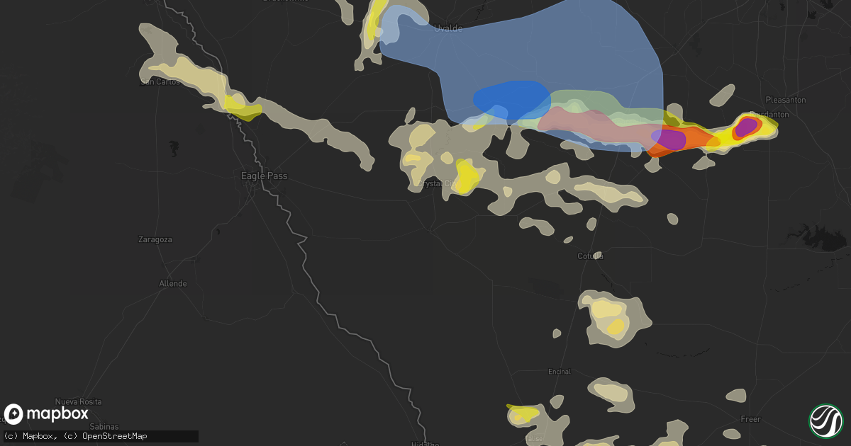Hail map in Carrizo Springs, TX on May 26, 2026
