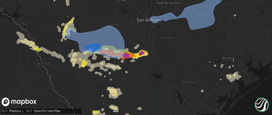 Hail map in Charlotte, TX on May 26, 2026