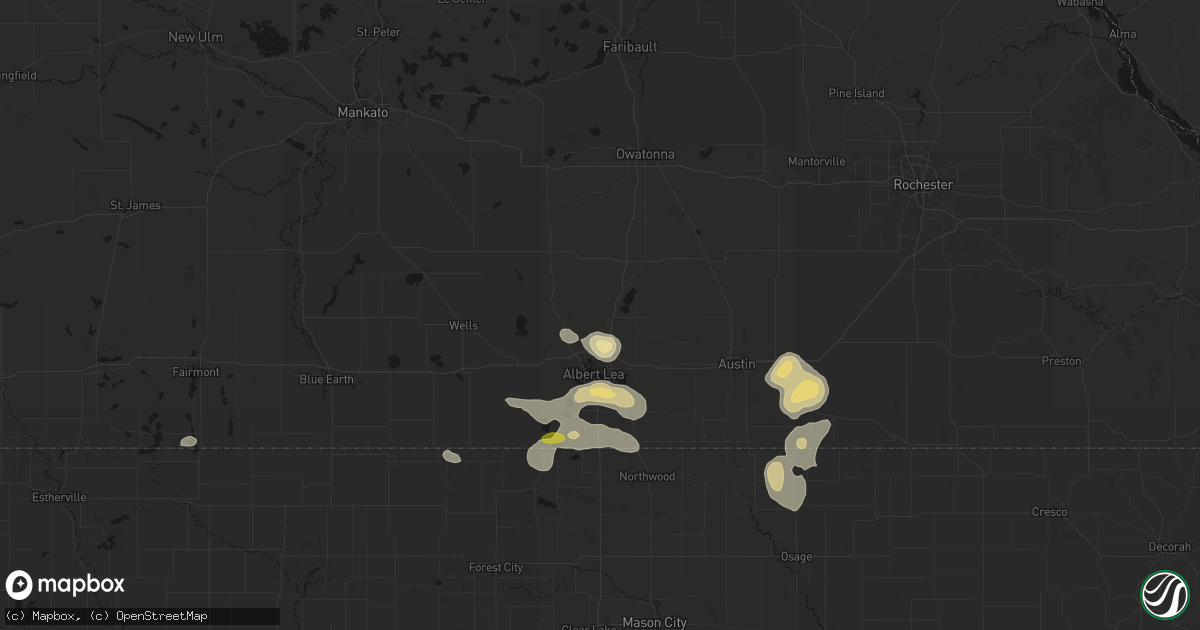 Hail map in Clarks Grove, MN on May 26, 2026