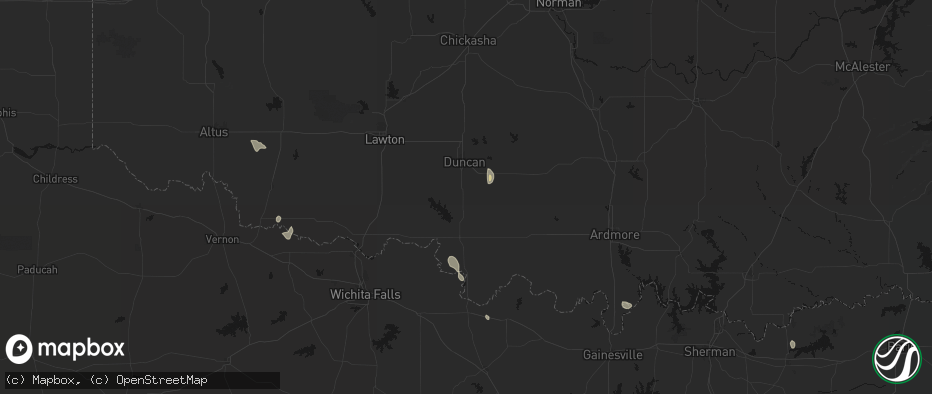 Hail map in Comanche, OK on May 26, 2026