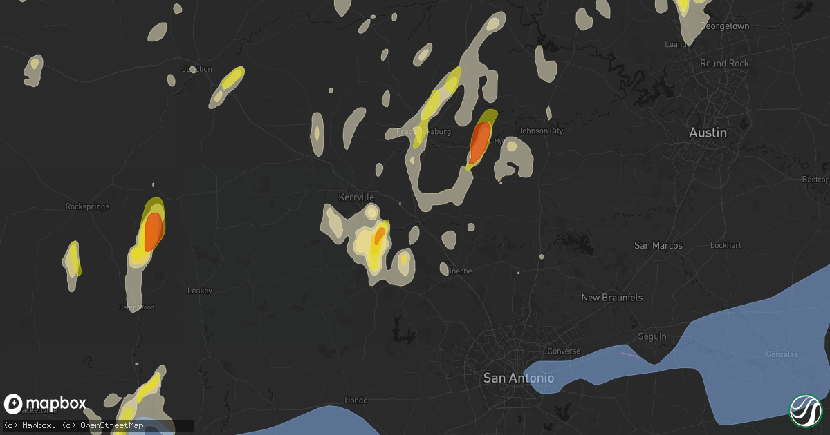 Hail map in Comfort, TX on May 26, 2026